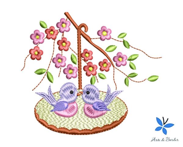 Matriz de Bordado - Flores e Pássaros 036